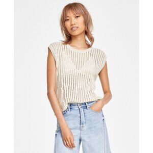 DKNY Jeans Women's Ribbed Sleeveless Sweater Vest Light City Khaki Beige Size XL